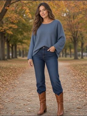 Lauren Ralph Lauren Light Blue Ribbed Crew Neck Dolman Sleeves Sweater Size 1X